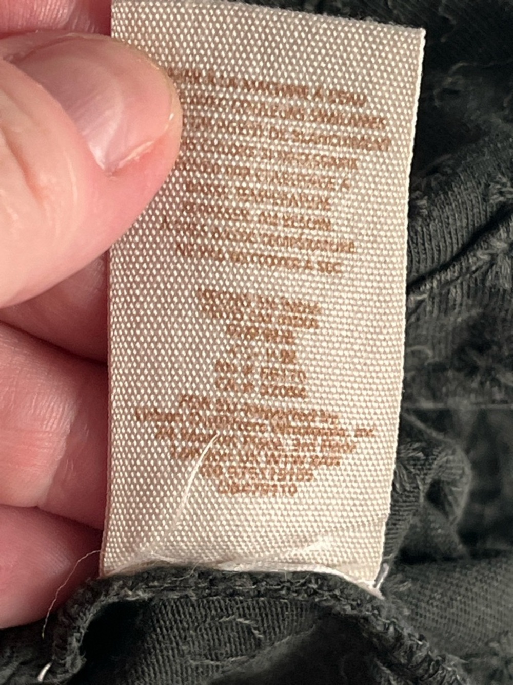 Free People Army Green Eyelet Tunic Top Button Up Boho Size L - Picture 13 of 14